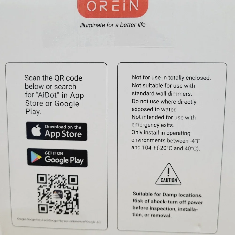 OREiN Matter BR30 Smart LED Bulb‎ 4-Pack E26 WiFi Color Change Music Sync
